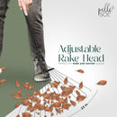 Pelle & Sol Garden Rake - 38-63 Inch Adjustable Lawn Rake for Gardening, Grass w/ 25 Tines for Yard Clean Up - Garden Rakes for Leaves, Lawn Leveller, Yard Clean Up Tool - Black