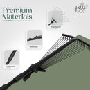 Pelle & Sol Garden Rake - 38-63 Inch Adjustable Lawn Rake for Gardening, Grass w/ 25 Tines for Yard Clean Up - Garden Rakes for Leaves, Lawn Leveller, Yard Clean Up Tool - Black